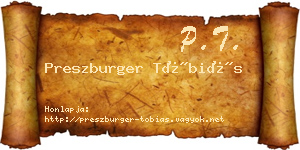 Preszburger Tóbiás névjegykártya